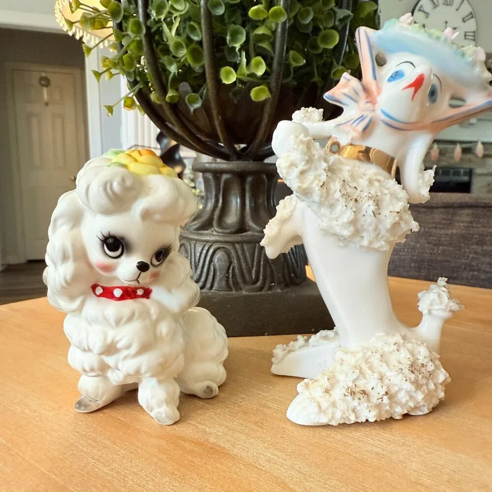 ❌SOLD❌1950s Josef Originals Ceramic Poodle with spaghetti poodle friend - Picture 12 of 16